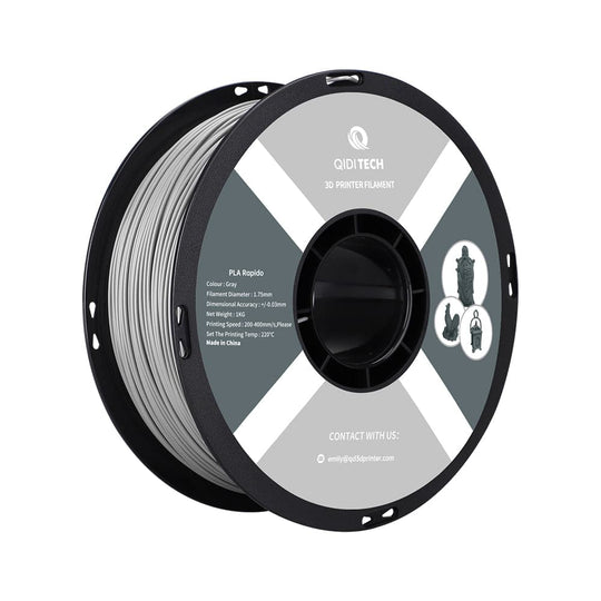 Gray QIDI PLA Rapido 3D printer filament