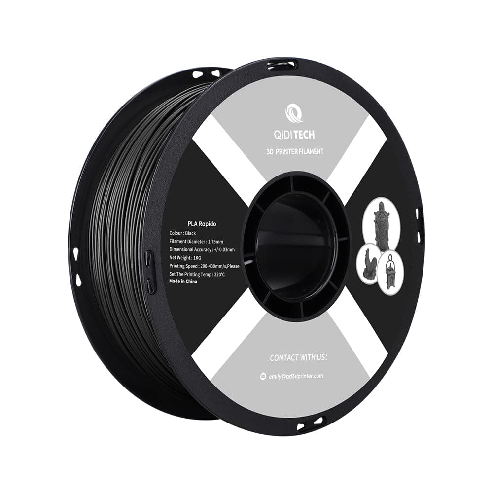 Black QIDI PLA Rapido Filament Spool