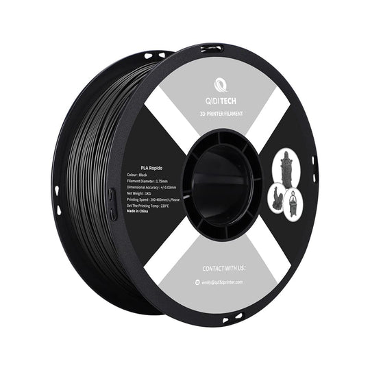 Black QIDI PLA Rapido Filament Spool