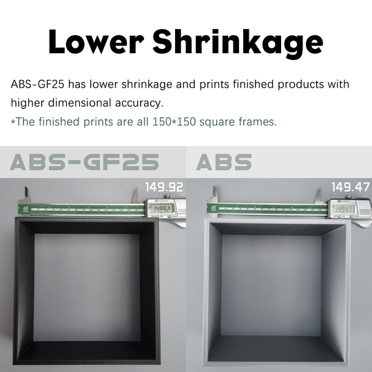 ABS-GF25 filament dimensional accuracy comparison